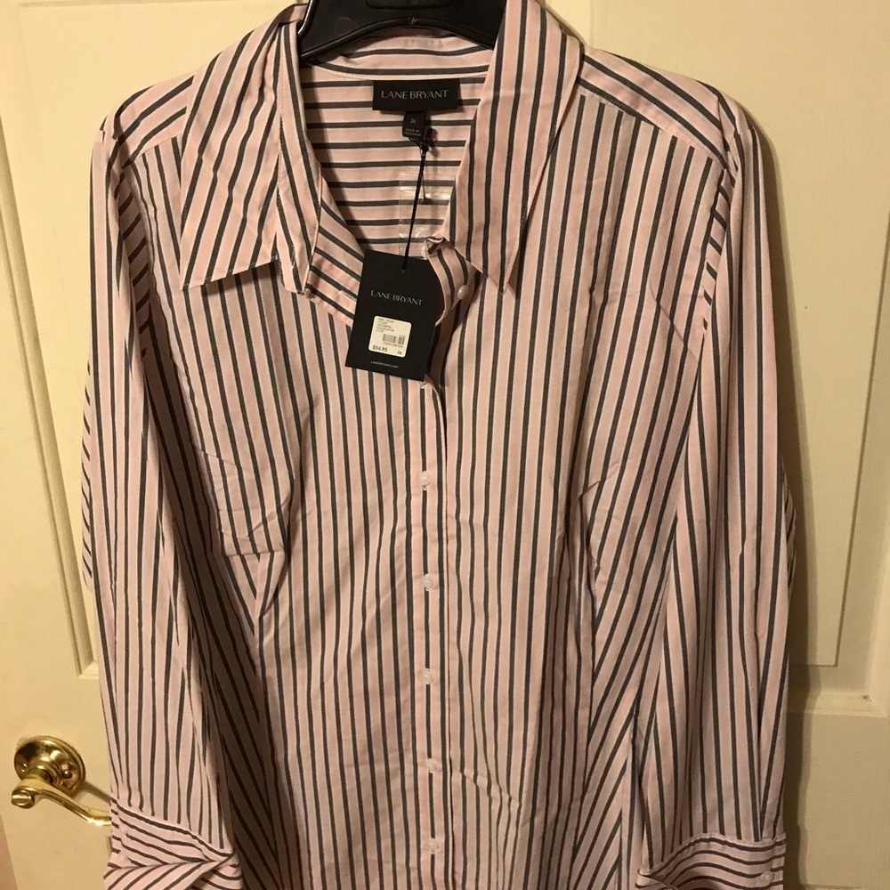 NWT Lane Bryant Button Up Pink/Grey